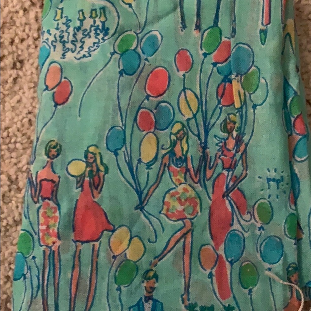 Lilly Pulitzer blue Multicolor Balloon Print Fringe Scarf - Picture 2 of 3